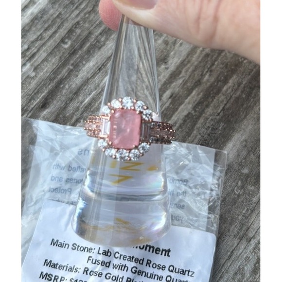 Bomb Party Size 7 RG82682 "Moonrise Moment LC Rose Quartz Fused W Genuine Quartz - Picture 4 of 4